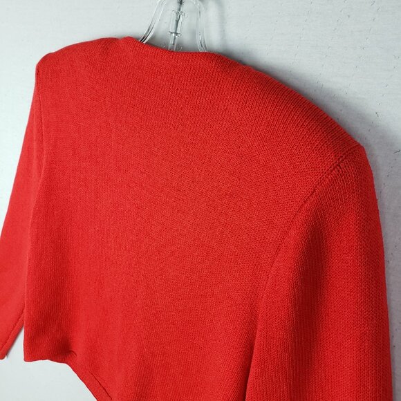 ST. JOHN Blazer Jacket Santana Knit Red Gold Buttons size 6 Classic Preppy - Picture 11 of 14